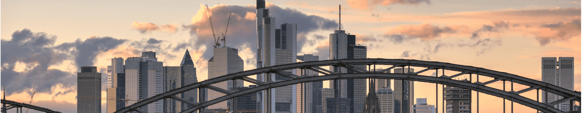 Immagine banner con lo skyline di Francoforte per il caso studio della Goethe Universität di EBS
