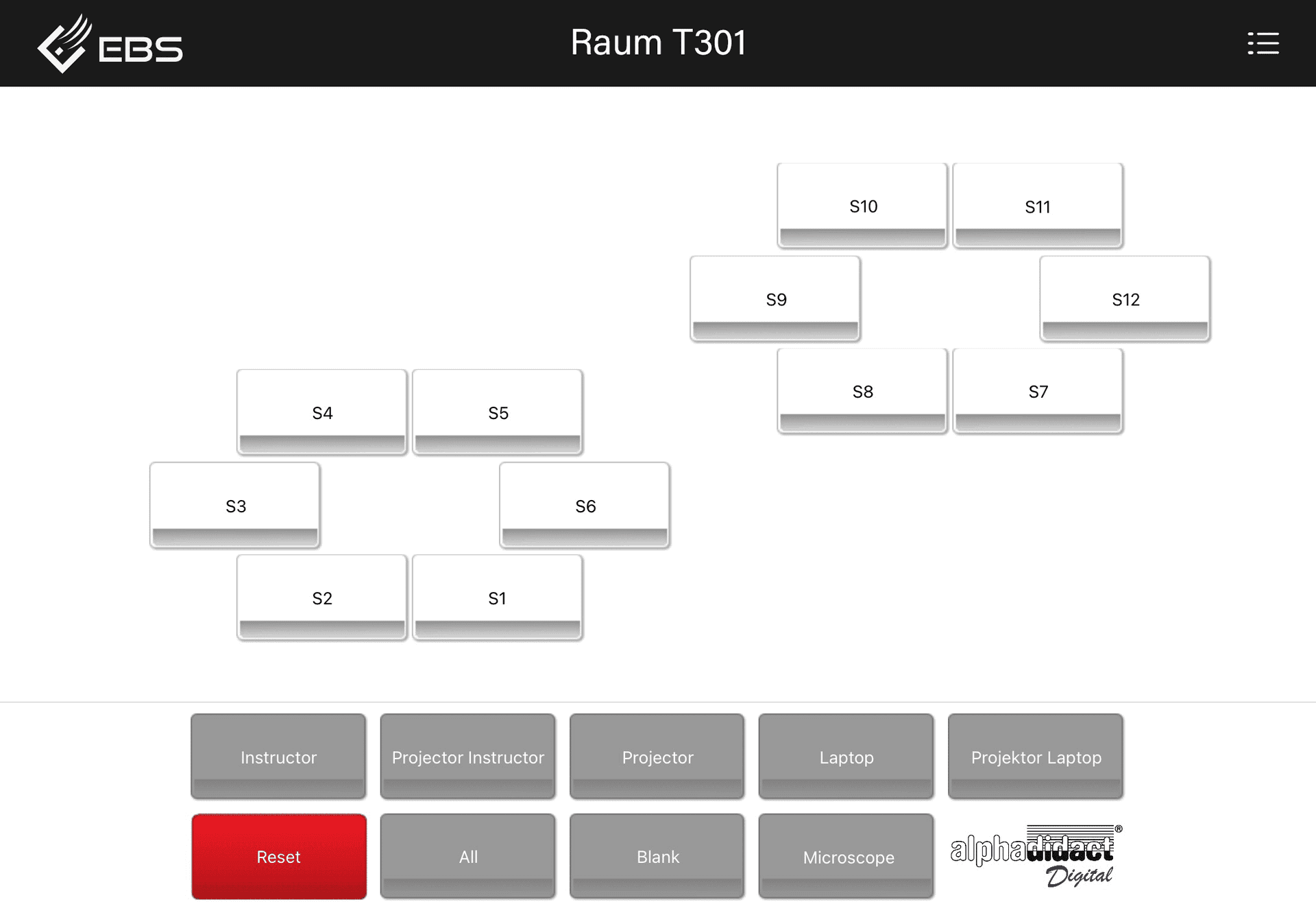 alphadidact® Digital iPad App – Setup mit 12 Teilnehmern