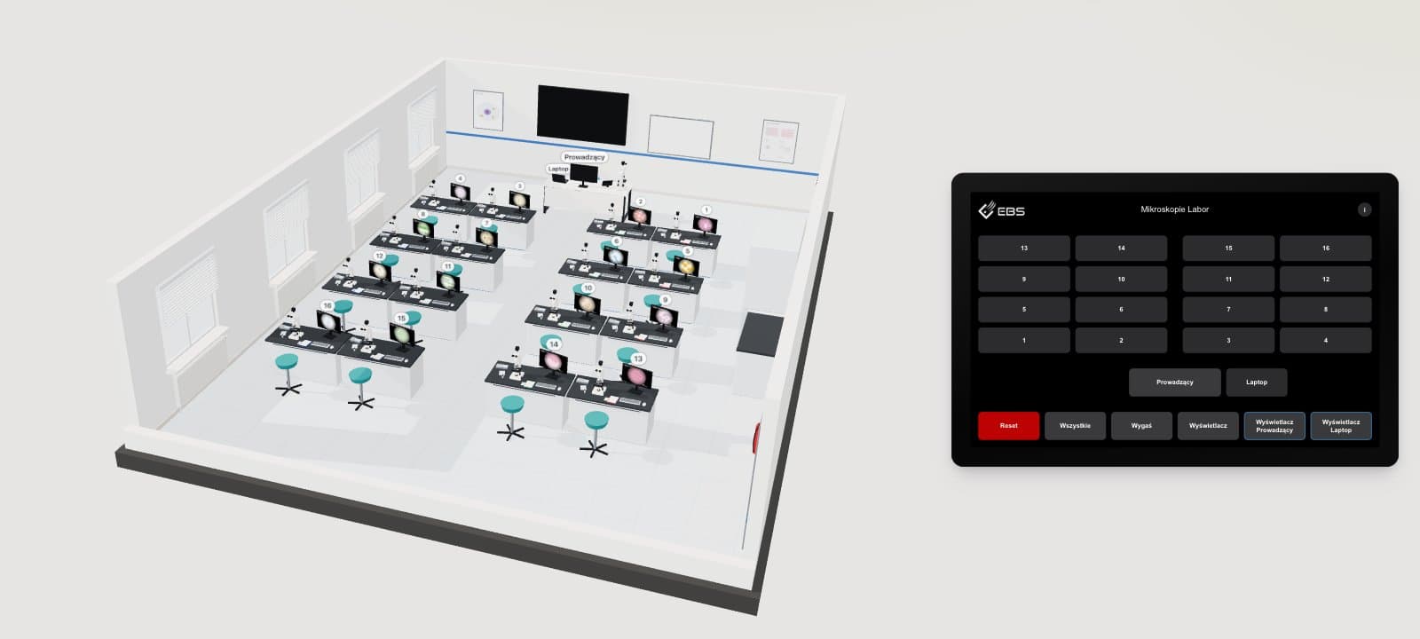 Demo alphadidact na żywo: wirtualne laboratorium mikroskopowe w 3D z panelem dotykowym